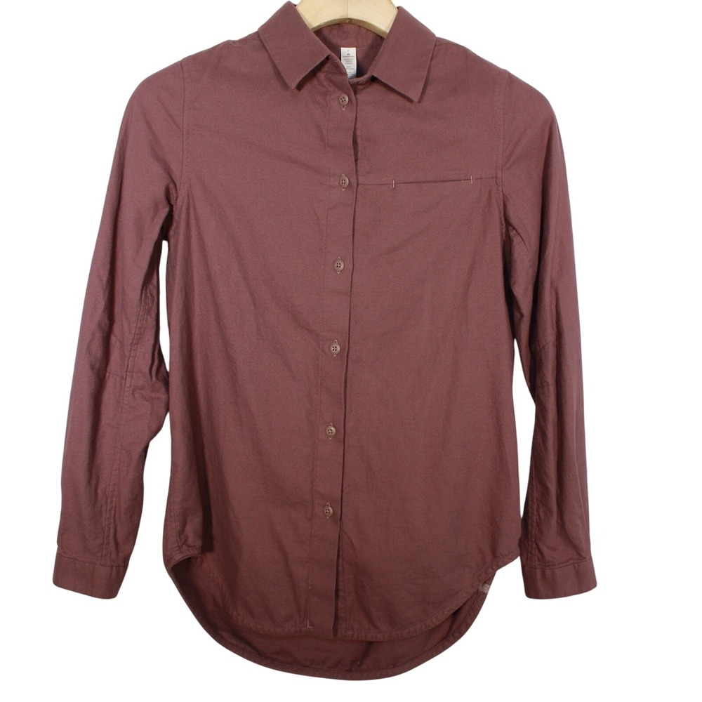 Lululemon Women's Full Day Ahead Shirt 2 Antique Bark Button Up Casual Soft Top - Picture 2 of 15